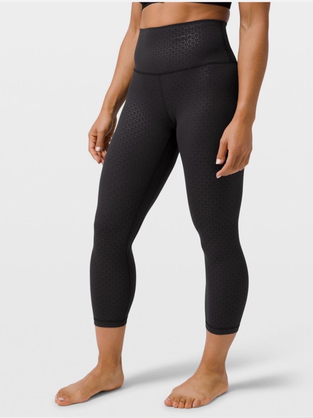 LULULEMON Align Crop 21" Lattice Work Emboss Black